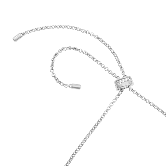 Collier en or jaune et argent rhodié, oxydes de zirconium, double chaîne