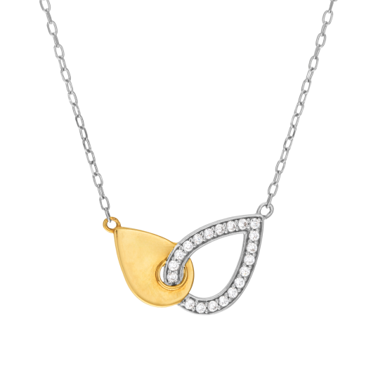 Collier en or jaune et argent rhodié, oxydes de zirconium