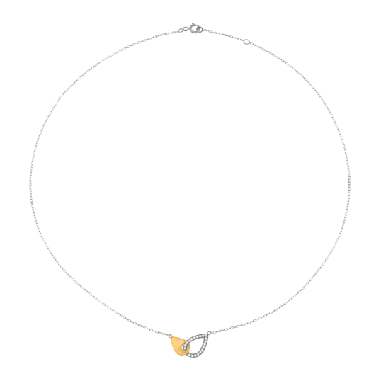 Collier en or jaune et argent rhodié, oxydes de zirconium