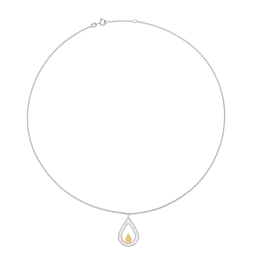 Collier en or jaune et argent rhodié, nacre, goutte