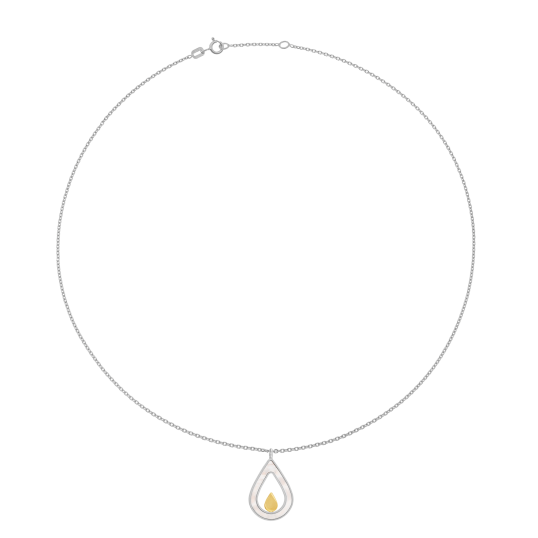 Collier en or jaune et argent rhodié, nacre, goutte