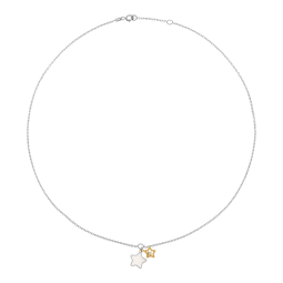 Collier en or jaune et argent rhodié, oxyde de zirconium, nacre, étoiles