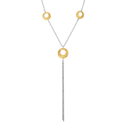 Collier en or jaune et argent rhodié, multi chaînes pendantes