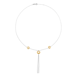 Collier en or jaune et argent rhodié, multi chaînes pendantes