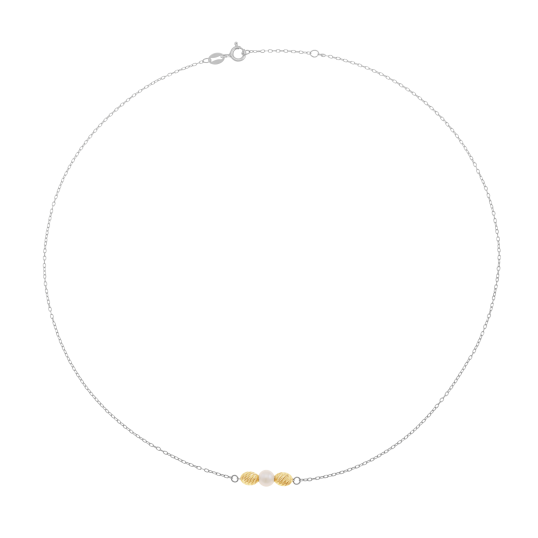 Collier en or jaune et argent rhodié, perle de culture 