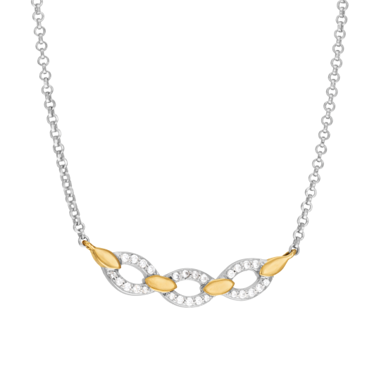 Collier en or jaune et argent rhodié, oxydes de zirconium