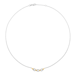 Collier en or jaune et argent rhodié, oxydes de zirconium