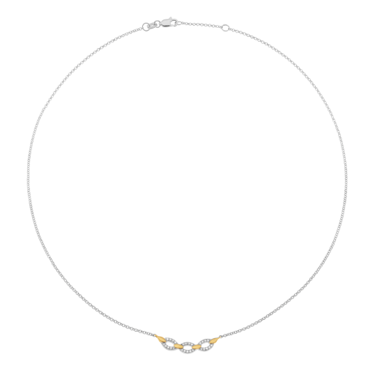 Collier en or jaune et argent rhodié, oxydes de zirconium