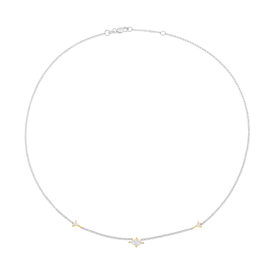 Collier en or jaune et argent rhodié, oxydes de zirconium