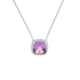 Collier en platine, améthyste et oxydes de zirconium 
