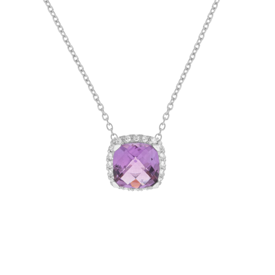 Collier en platine, améthyste et oxydes de zirconium 