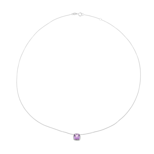 Collier en platine, améthyste et oxydes de zirconium 