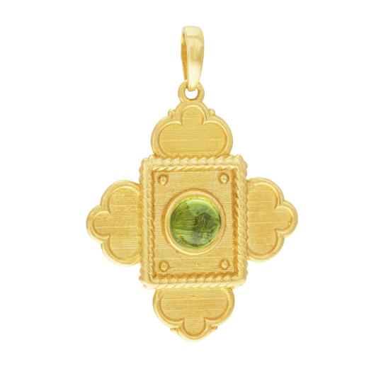 Pendentif en or jaune et péridot cabochon