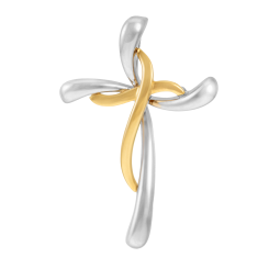 Pendentif en or jaune et argent rhodié, croix