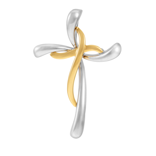 Pendentif en or jaune et argent rhodié, croix