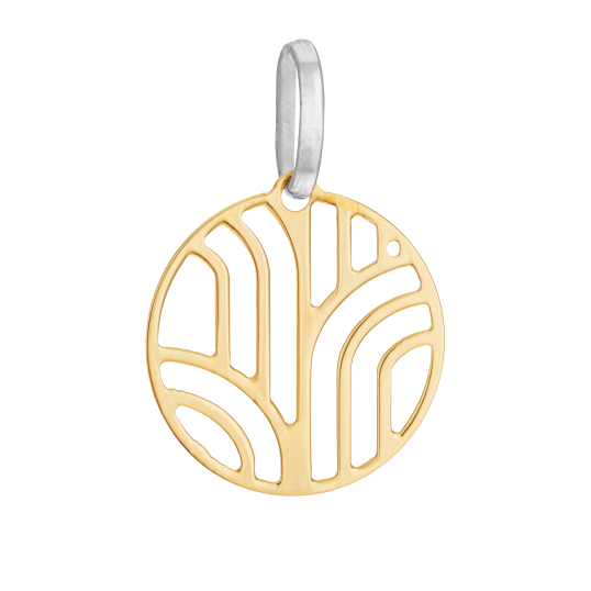 Pendentif en or jaune et argent rhodié, motif ajouré 