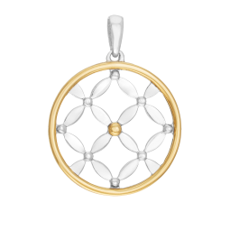 Pendentif en or jaune et argent rhodié, fleur de vie