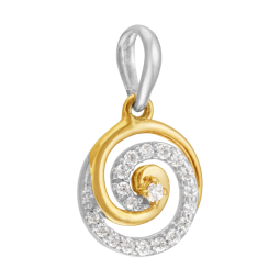 Pendentif en or jaune et argent rhodié, oxydes de zirconium, rond