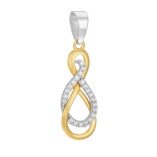 Pendentif en or jaune et argent rhodié, oxydes de zirconium, infini 