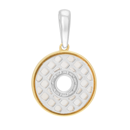 Pendentif en or jaune et argent rhodié, nacre ronde 