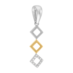 Pendentif en or jaune et argent rhodié, oxydes de zirconium, losanges