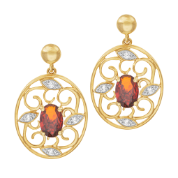 Boucles d'oreilles en or jaune et rhodié, oxydes de zirconium, ajourée