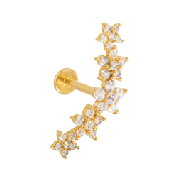 Piercing en or jaune et oxydes de zirconium, fleurs