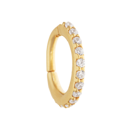 Piercing créole en or jaune et oxydes de zirconium