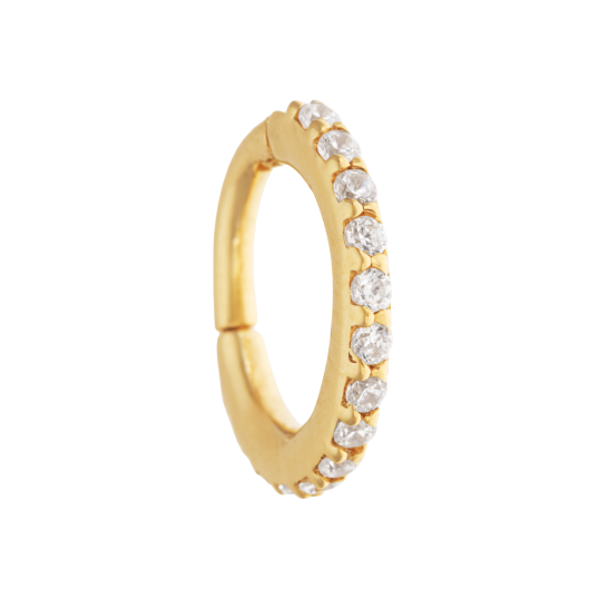 Piercing créole en or jaune et oxydes de zirconium