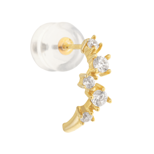 Mono boucle d'oreille en or jaune et oxydes de zirconium