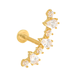 Piercing en or jaune et oxydes de zirconium ronds, poires