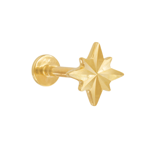Piercing en or jaune, rosace étoile