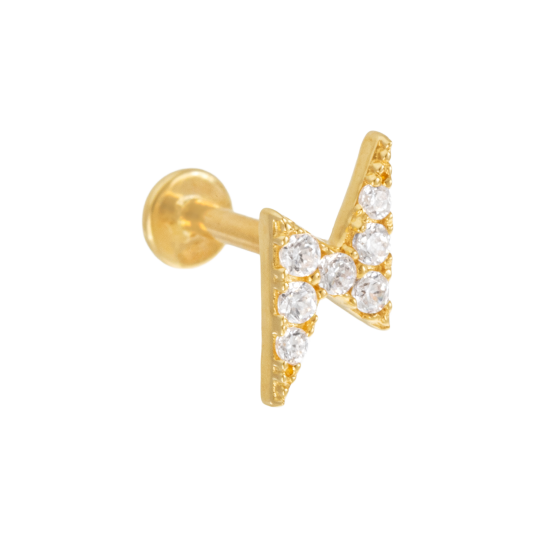 Piercing en or jaune et oxydes de zirconium, éclair