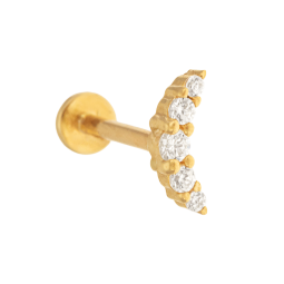 Piercing en or jaune et oxydes de zirconium, demi cercle