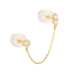 Mono boucle d'oreille en or jaune et oxydes de zirconium