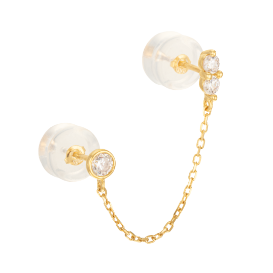 Mono boucle d'oreille en or jaune et oxydes de zirconium