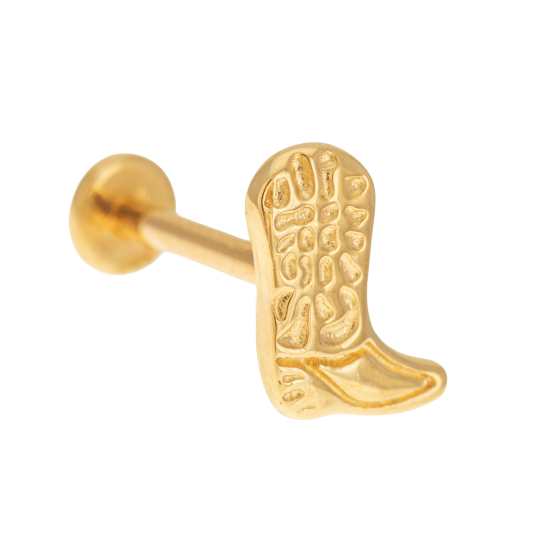 Piercing en or jaune, motif botte