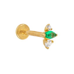 Piercing en or jaune et oxydes de zirconium ronds, navette