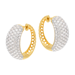Boucles d'oreilles en or jaune et rhodié, diamants 