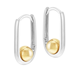 Boucles d'oreilles en or jaune et argent rhodié, boules