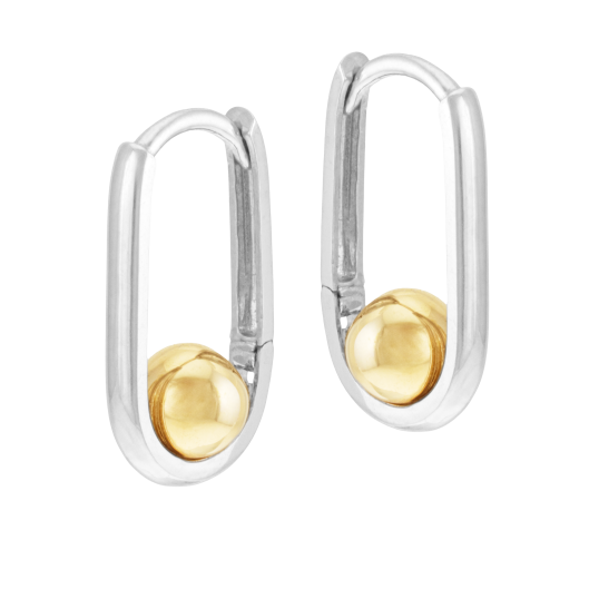 Boucles d'oreilles en or jaune et argent rhodié, boules