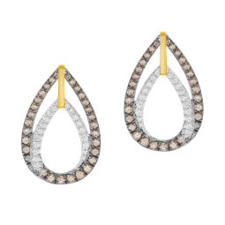 Boucles d'oreilles en or jaune et argent rhodié, oxydes de zirconium et oxydes de zirconium bruns