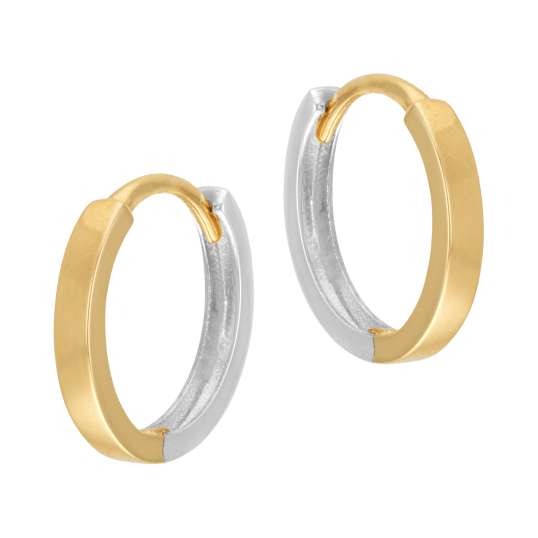 Créoles en or jaune et argent rhodié 