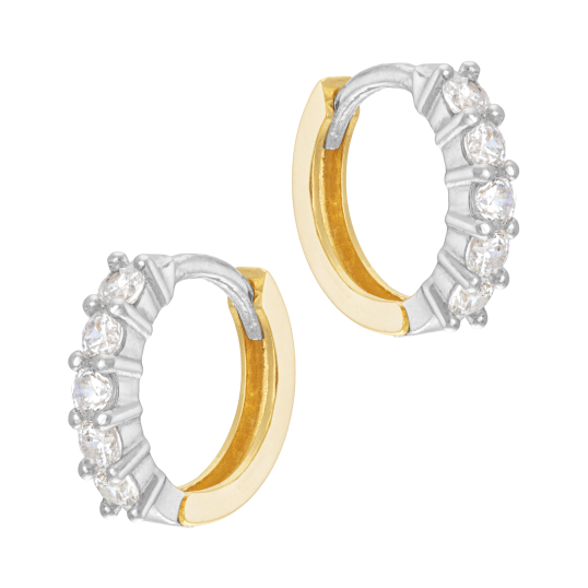 Créoles en or jaune et argent rhodié, oxydes de zirconium