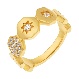 Bague en plaqué or, doré à l'or fin et oxydes de zirconium