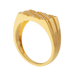 Bague en plaqué or, doré à l'or fin et oxydes de zirconium, striée