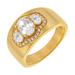 Bague en plaqué or, doré à l'or fin et oxydes de zirconium 