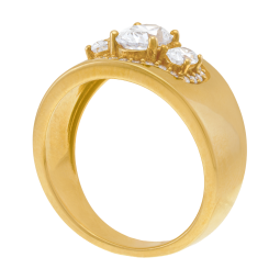 Bague en plaqué or, doré à l'or fin et oxydes de zirconium 