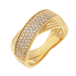 Bague en plaqué or, doré à l'or fin et oxydes de zirconium 