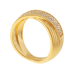 Bague en plaqué or, doré à l'or fin et oxydes de zirconium 